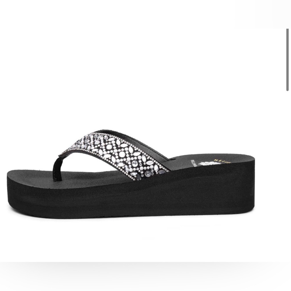Yellow Box Black Sandals with Sparkling Accents. - Picture 5 of 5